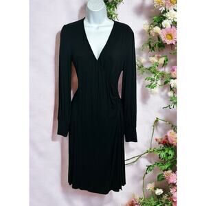 Mossimo Black Wrap Dress Sz XS Long Sleeve Knee Length Minimalist V-Neck